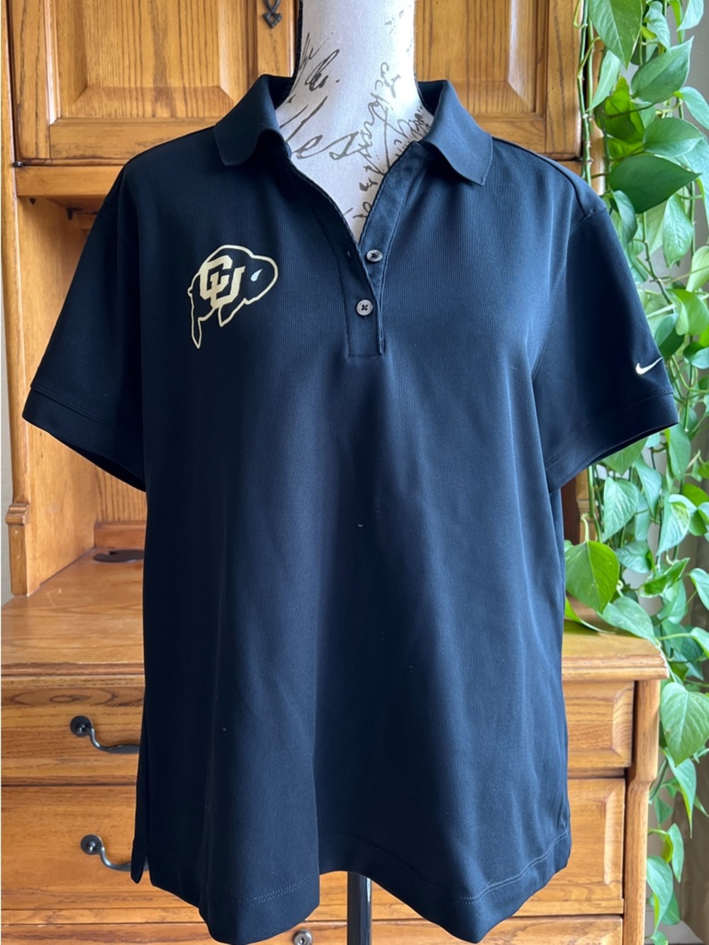 Women's Nike Black Polo with Gold CU Buffalos Logo XL